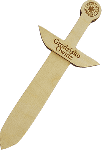 Drewniany miecz zabawka grawerowana