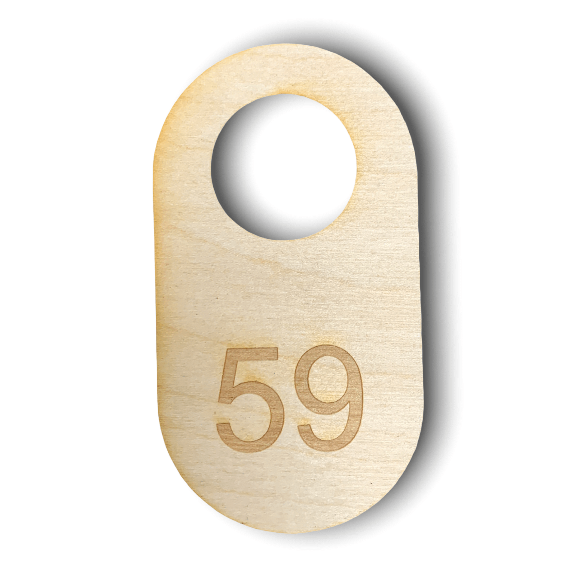 Drewniany grawerowany numerek 59 - owalny (2)