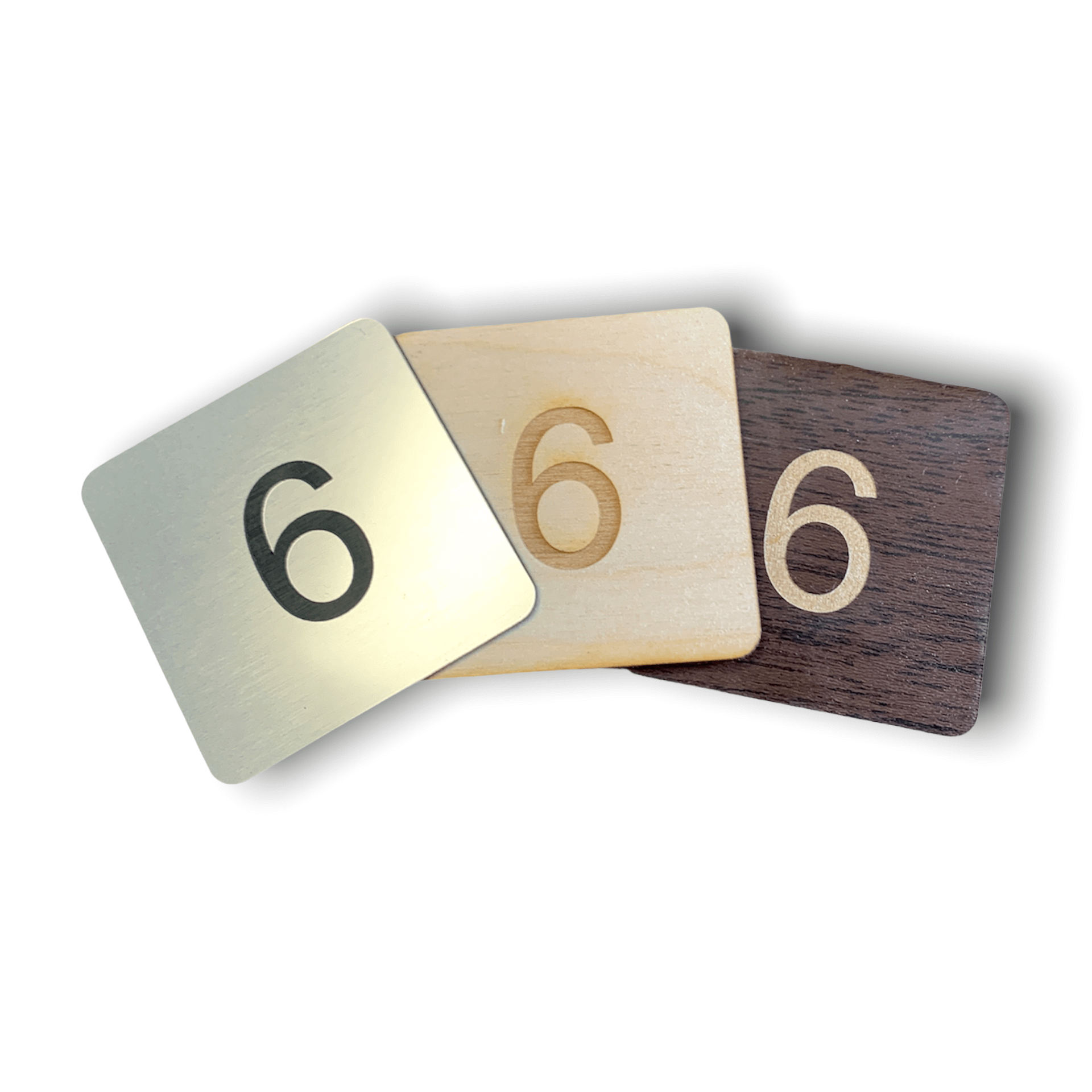 Drewniany grawerowany numerek 6 - kwadrat (6)